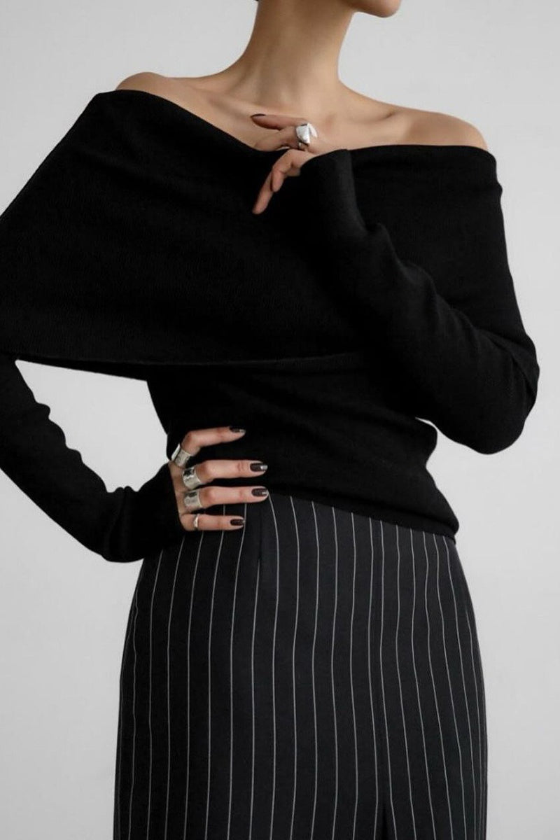 One Shoulder Fitted Knit Sweater
