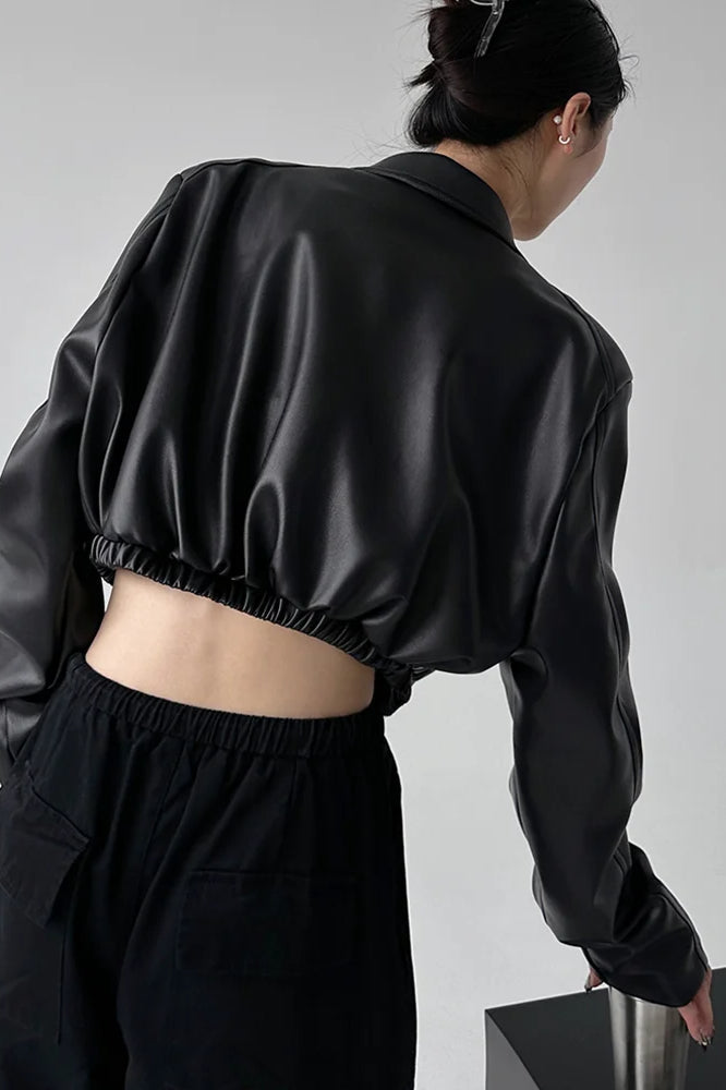 PU Leather Crop Jacket
