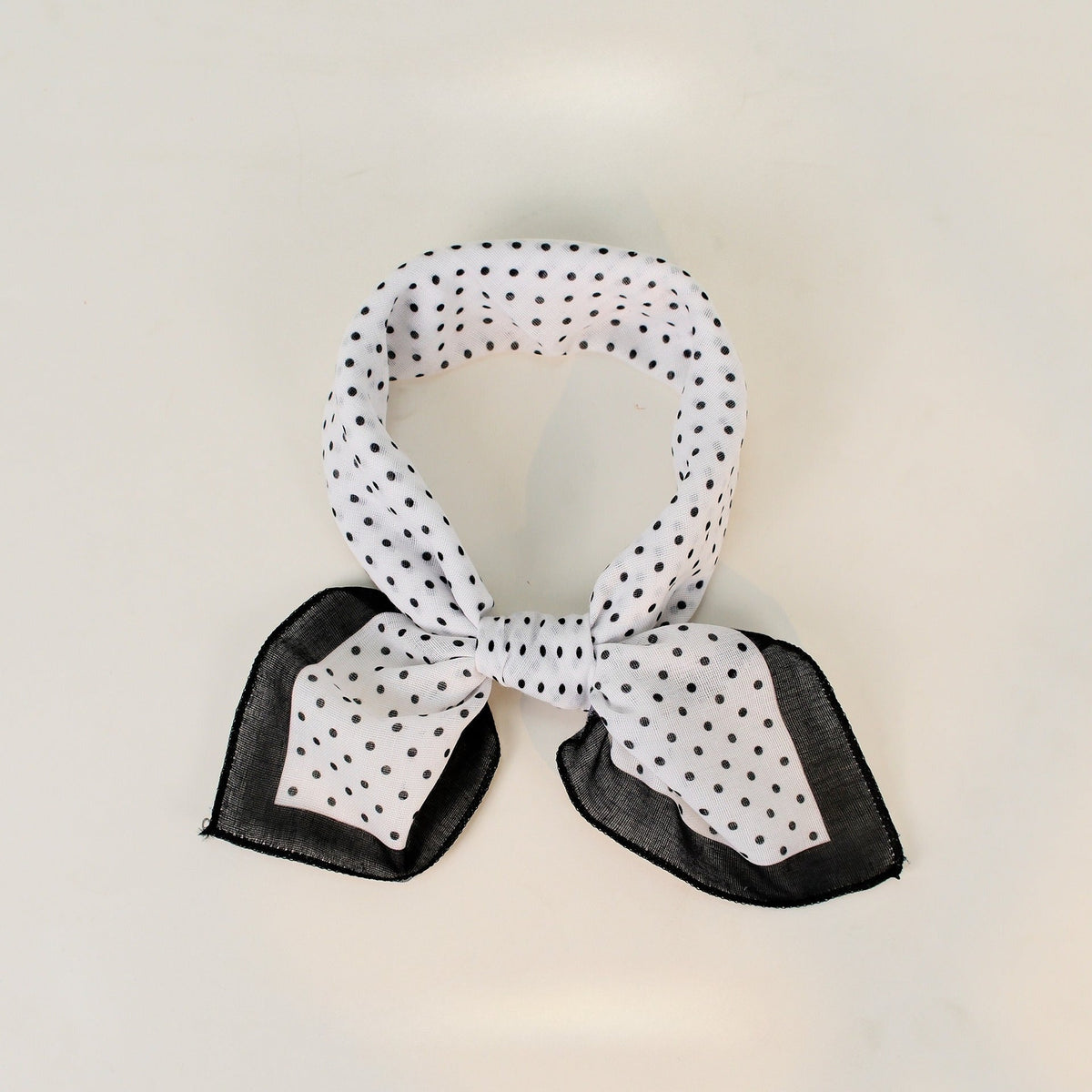 Polka Dot Faux Linen Square Hair Neck Sun Scarf