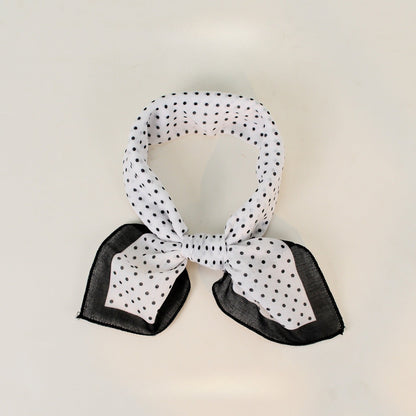Polka Dot Faux Linen Square Hair Neck Sun Scarf