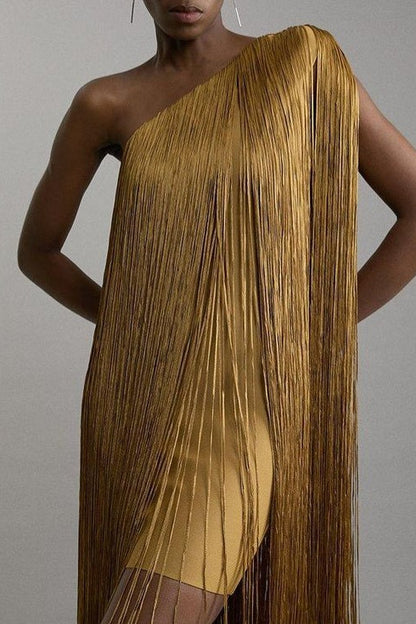 Simple Flowy Fringe Party Cocktail Dress