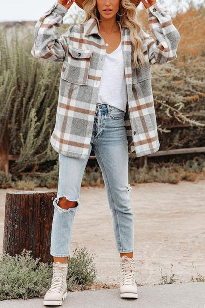 Plaid Pocketed Jacket