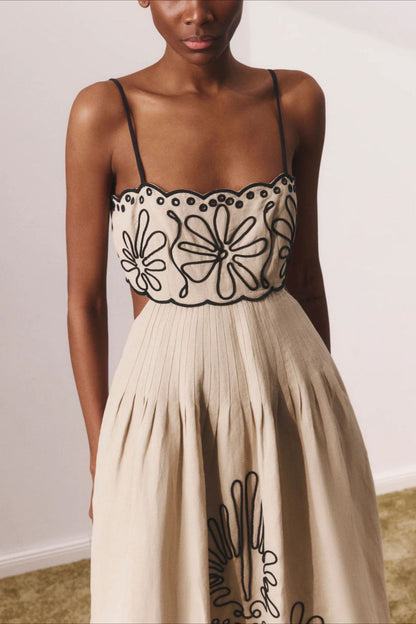 Spaghetti Strap Bandeau Spliced Cutout Boho Dress