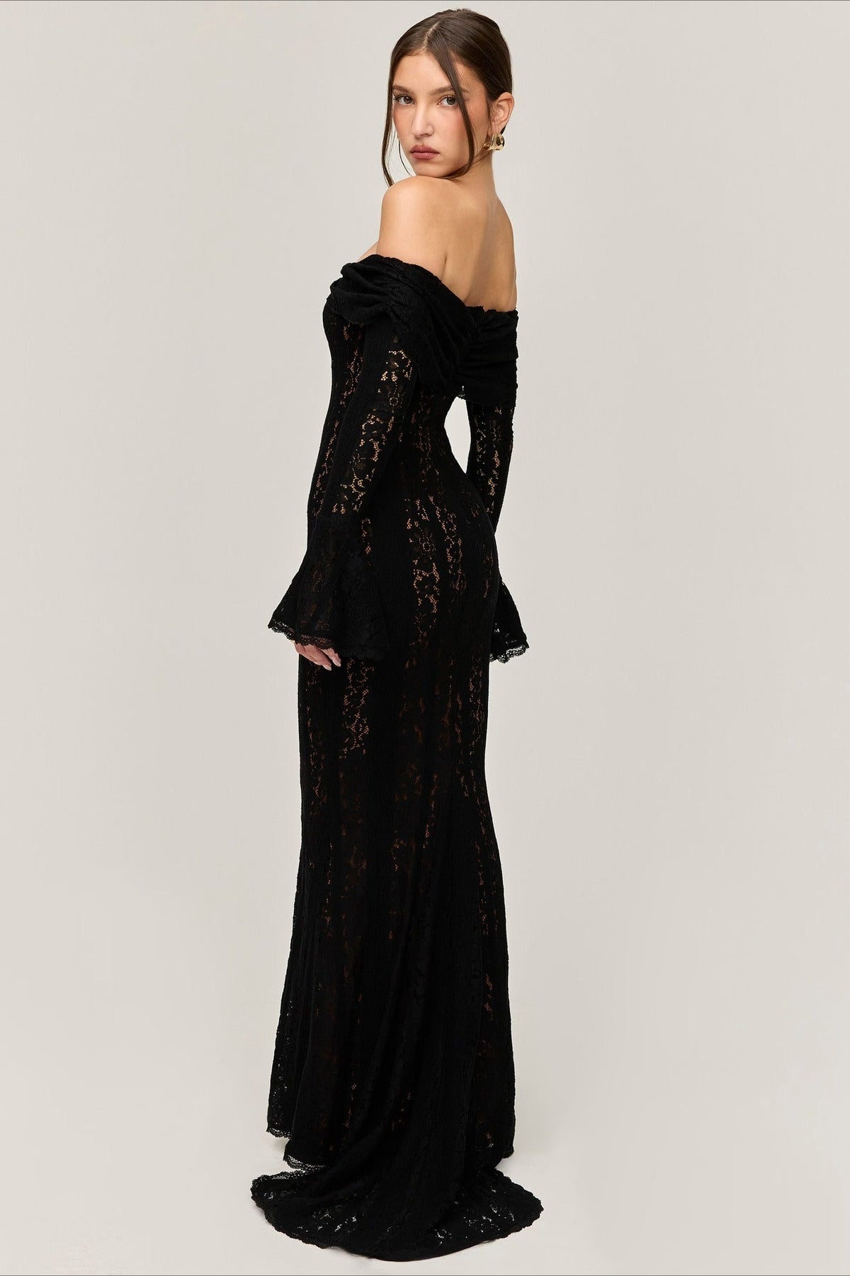 Off Shoulder Lace High Waist Prom Dress