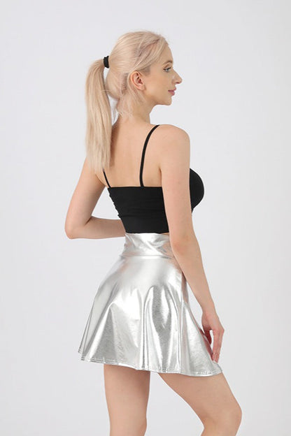 High Waist Solid Color Glossy Performance Skirt