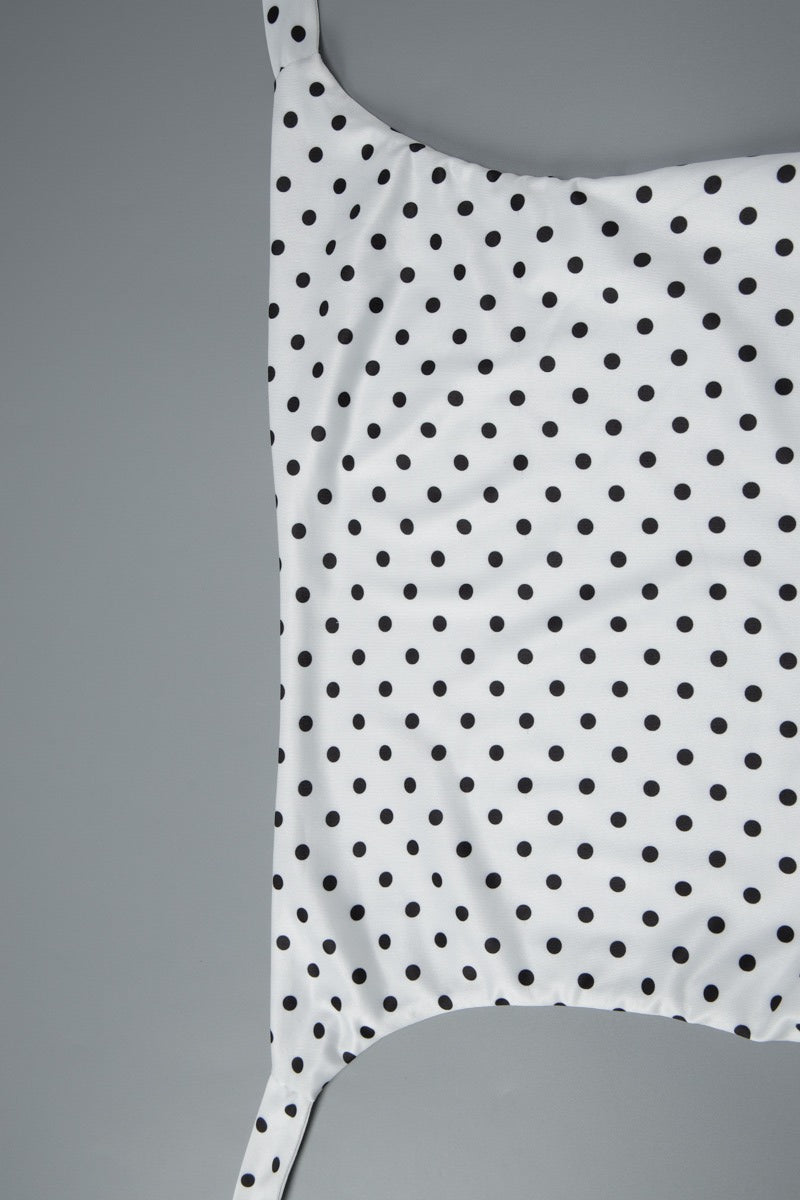 Polka Dot Halter Asymmetrical Hem Midi Dress
