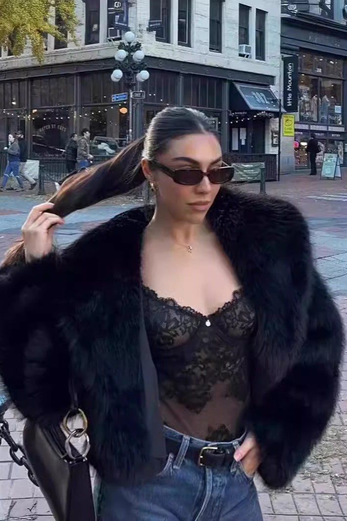 Faux Fox Fur Luxe Texture Coat
