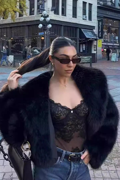 Faux Fox Fur Luxe Texture Coat