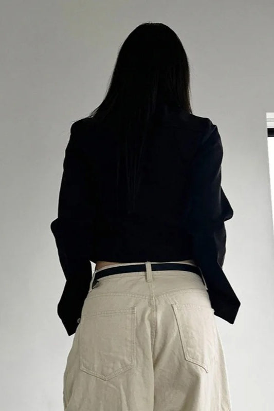 Rivet Lapel Safari Crop Jacke