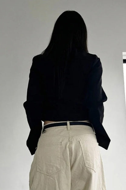 Rivet Lapel Safari Crop Jacke