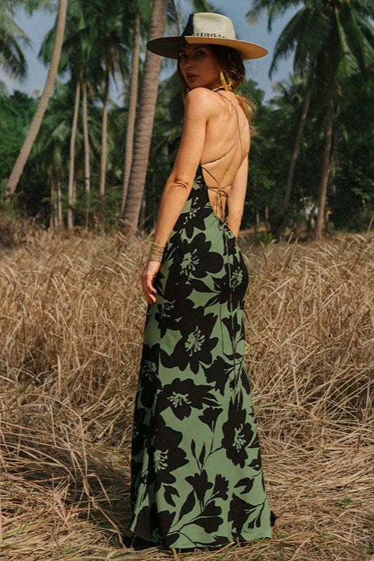 Floral Backless Slip Dress