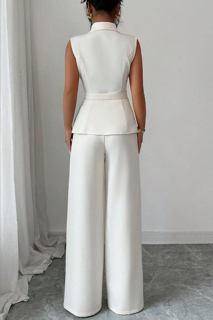 Solid Asymmetric Two Piece Vest Pants Set