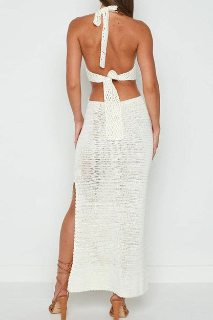 V Neck Cut Out Cover Up Vacation Dress
