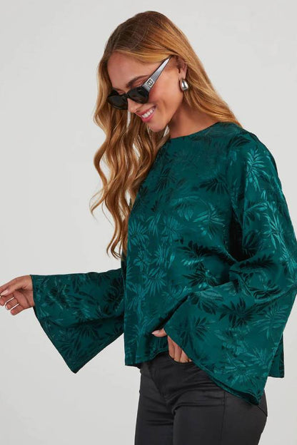 Odette Embossed Wide Sleeve Top