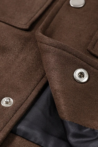 Brown Cropped Casual Jacket