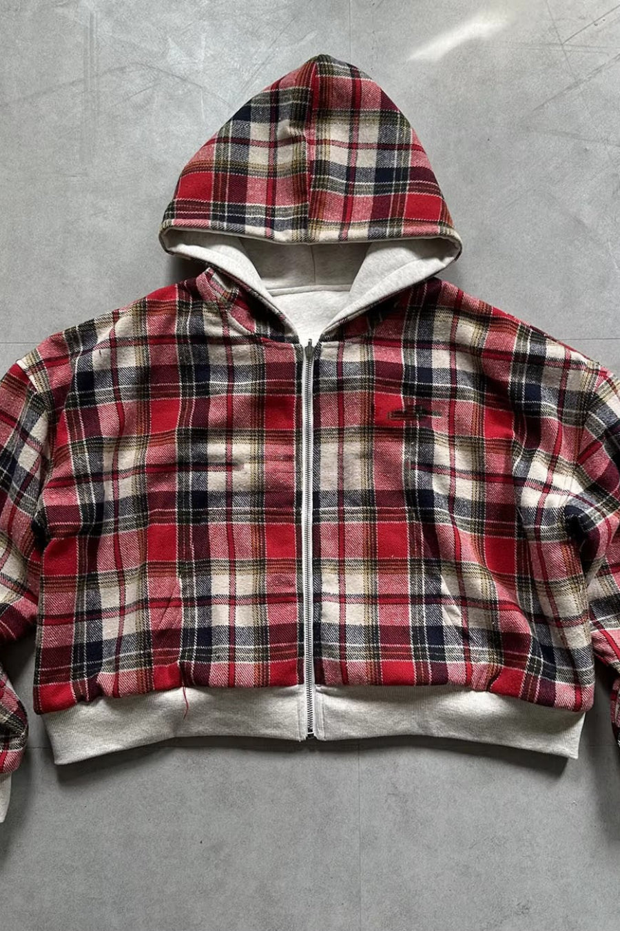 Reversible Checkered Patchwork Heavyweight Hoodie