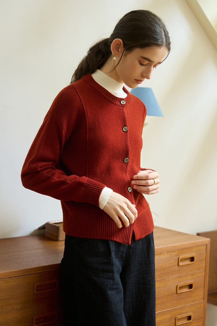 Elegant Crewneck Draped Knit Top