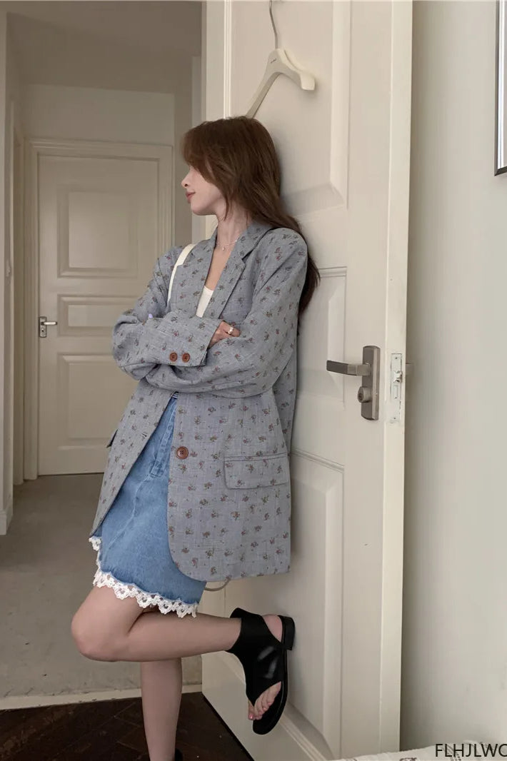 Floral Vintage Long Blazer