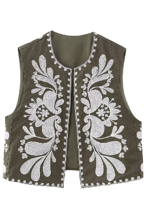 Sleeveless Embroidered Jacket