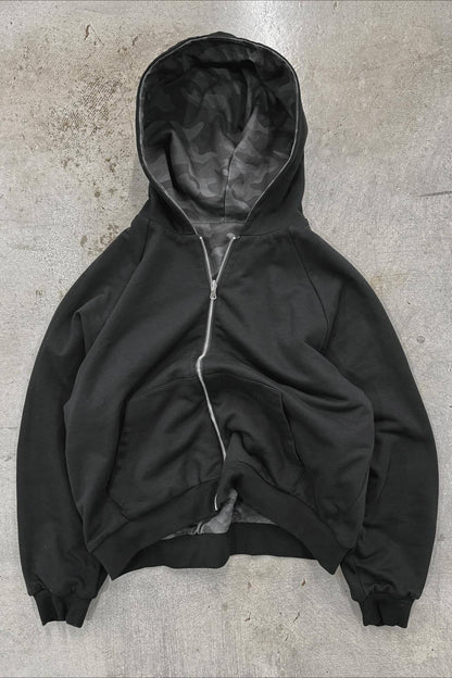 Reversible Leopard Lined Zip Up Hoodie