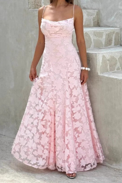 French Lace Spaghetti Strap Prom Dress