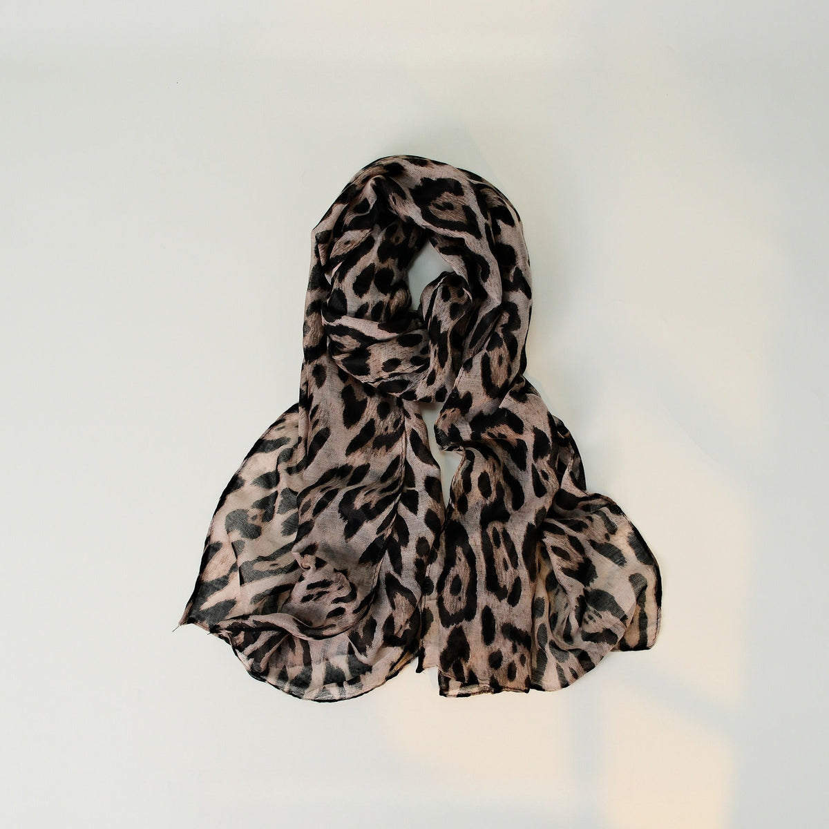 Leopard Pattern Thin Cotton Linen Touch Wrap Scarf