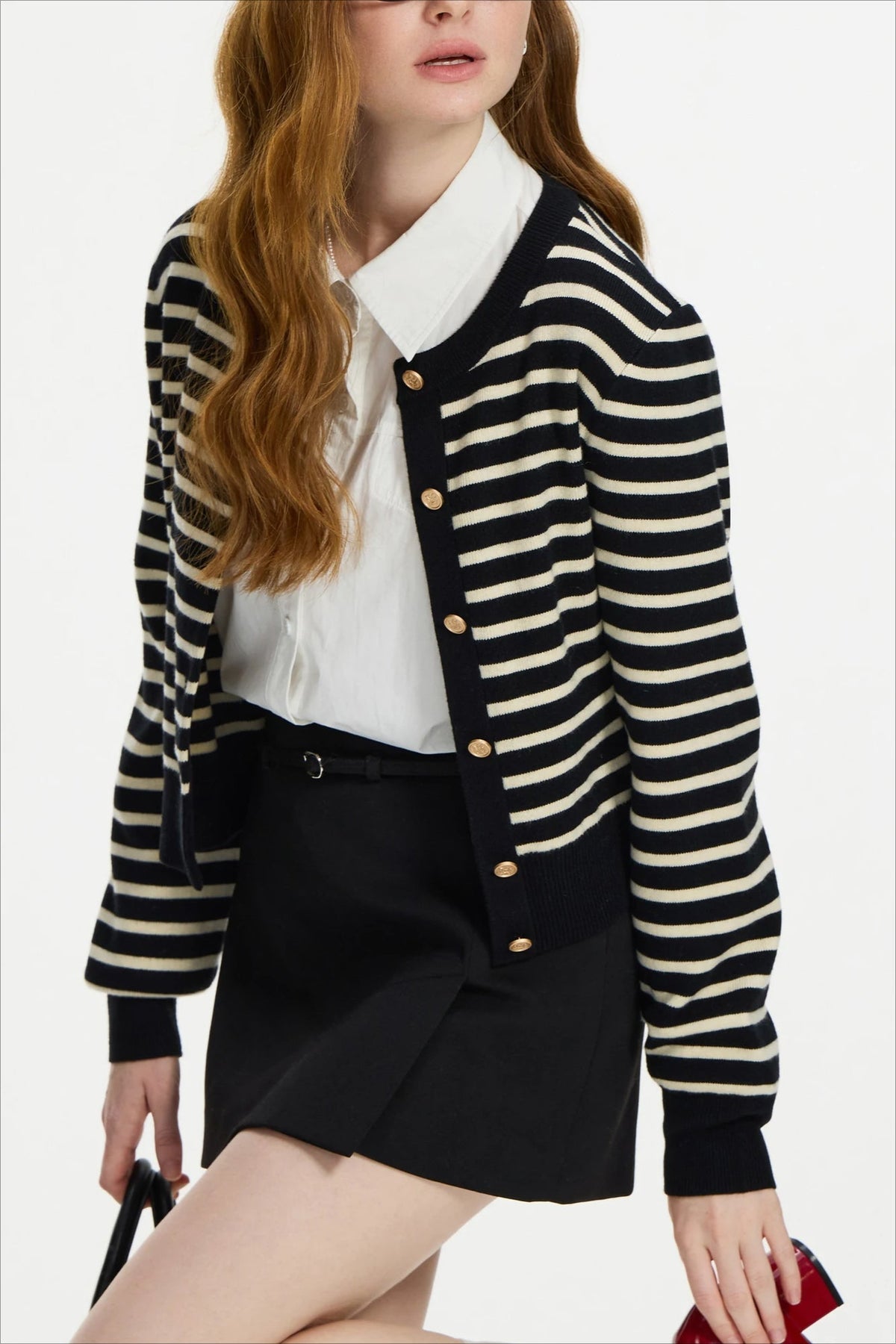 Striped Knit Layered Vest Cardigan