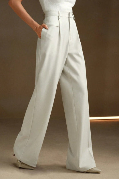 High Waist Fluid Long Straight Pants