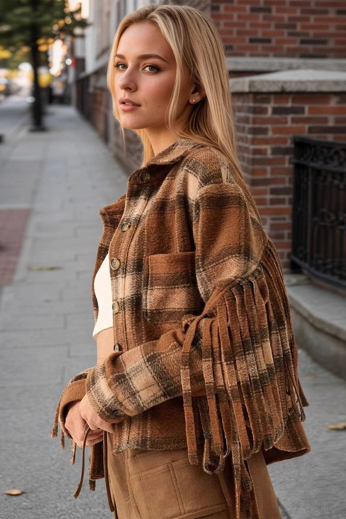 Vintage Wool Side Fringe Longline Coat