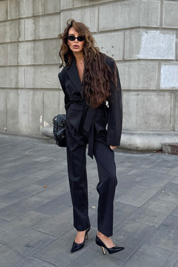 Longline Structured Two Piece Blazer Pants Set