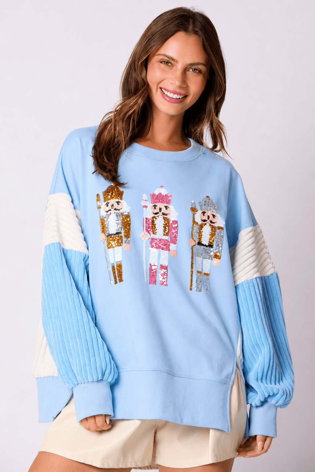 Sequin Toy Soldier Crew Neck Sweatshirt