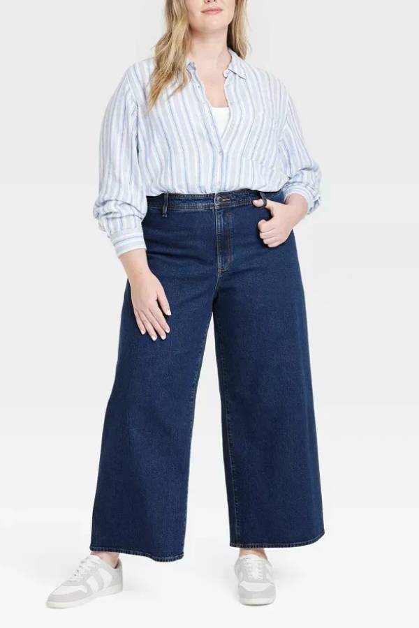 Women's High-Rise Sailor Wide Leg Ankle Jeans