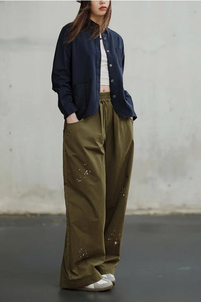 Navy Long Sleeve Casual Jacket
