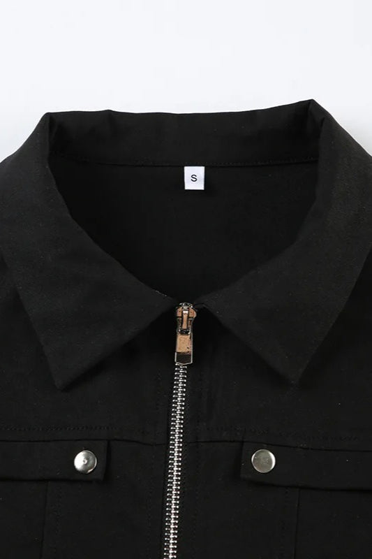 Rivet Lapel Safari Crop Jacke