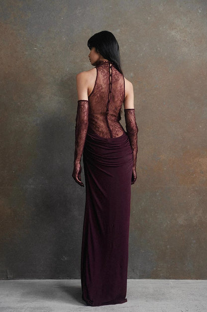 Halter Neck Deep V Bodycon Maxi Formal Dress