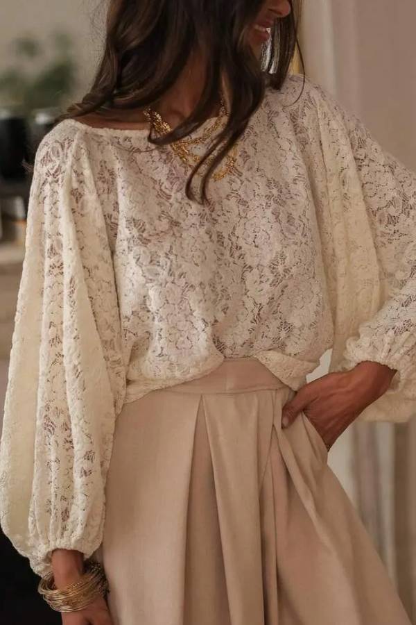 Women's Lace Casual Versatile Daily Outing Top Fall