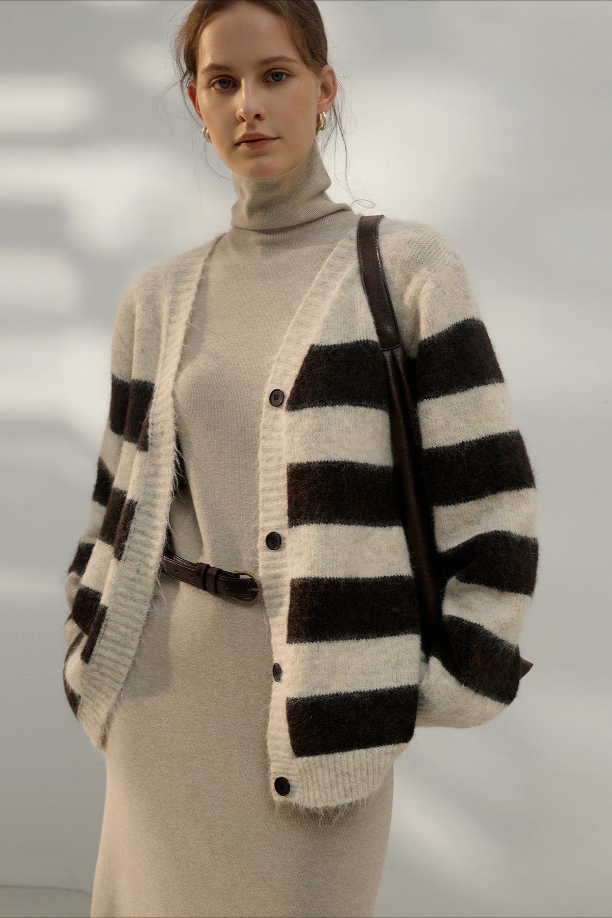 Relaxed Stripe Knit Cardigan
