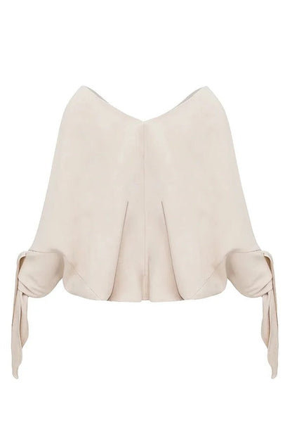 Joyful Bond Linen Blend V-neck Knotted Cuff Half Sleeve Loose Top