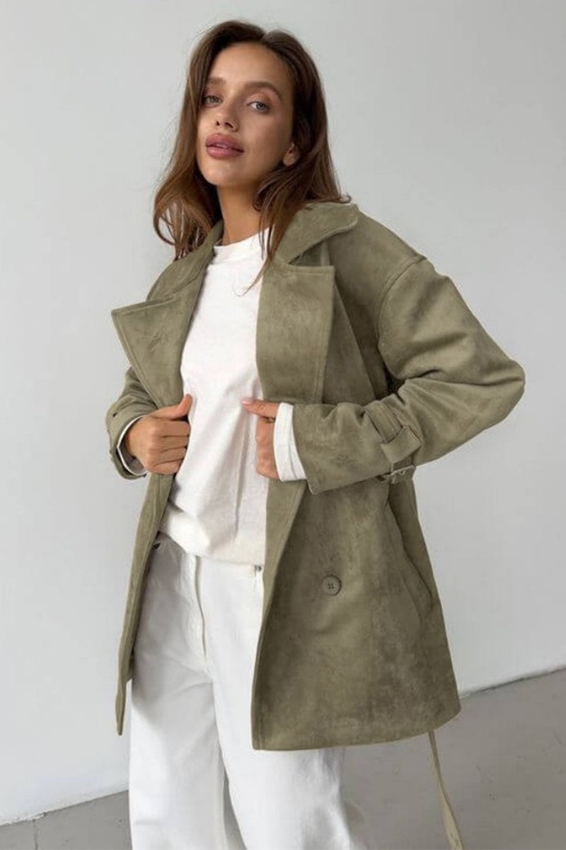 Vintage Suede Notch Collar Coat
