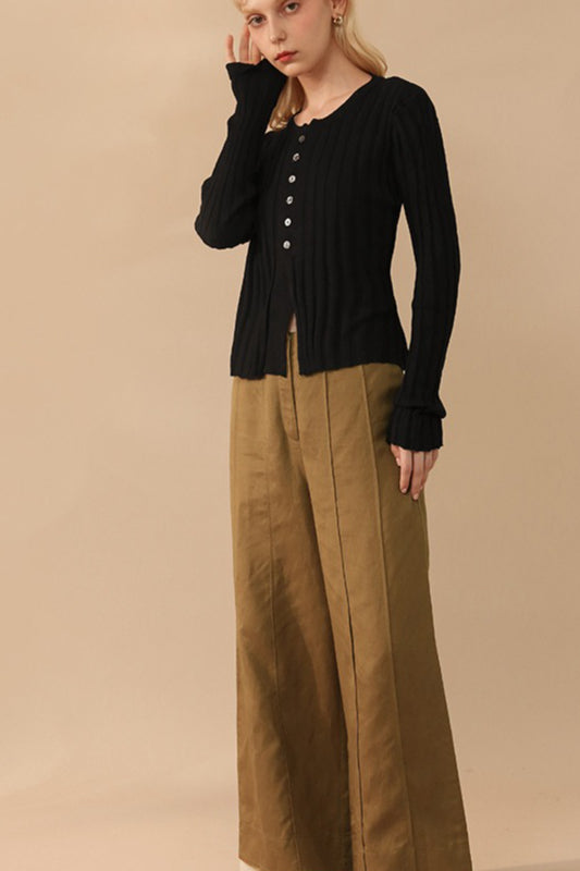 Soft Cropped Open Front Knit Top