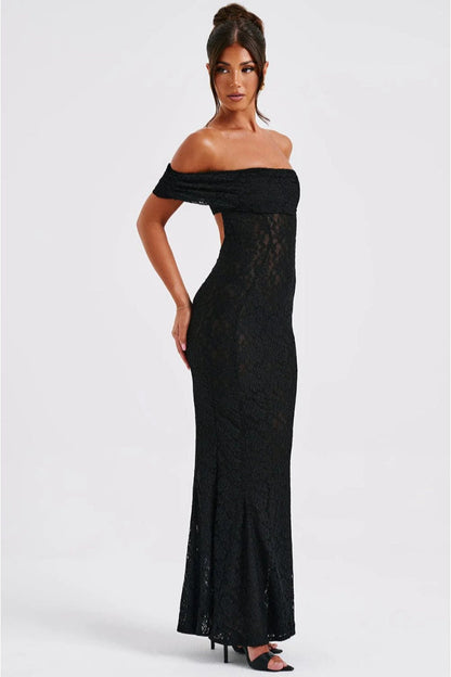 Floral Lace Backless Lace Dress