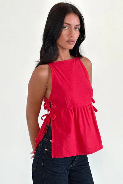 Minimalist Side Tie Solid Tank Top