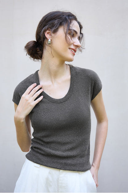 Lightweight Crewneck Knit Top