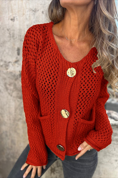 Chunky Knit Button Up Sweater