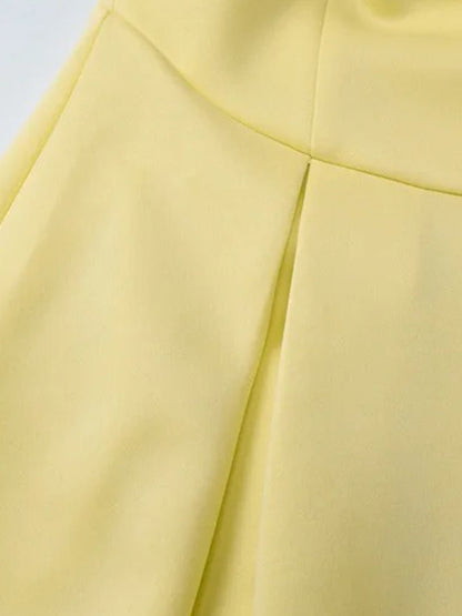 Halter Neck Basque Waist Box Pleat Backless Midi Dress