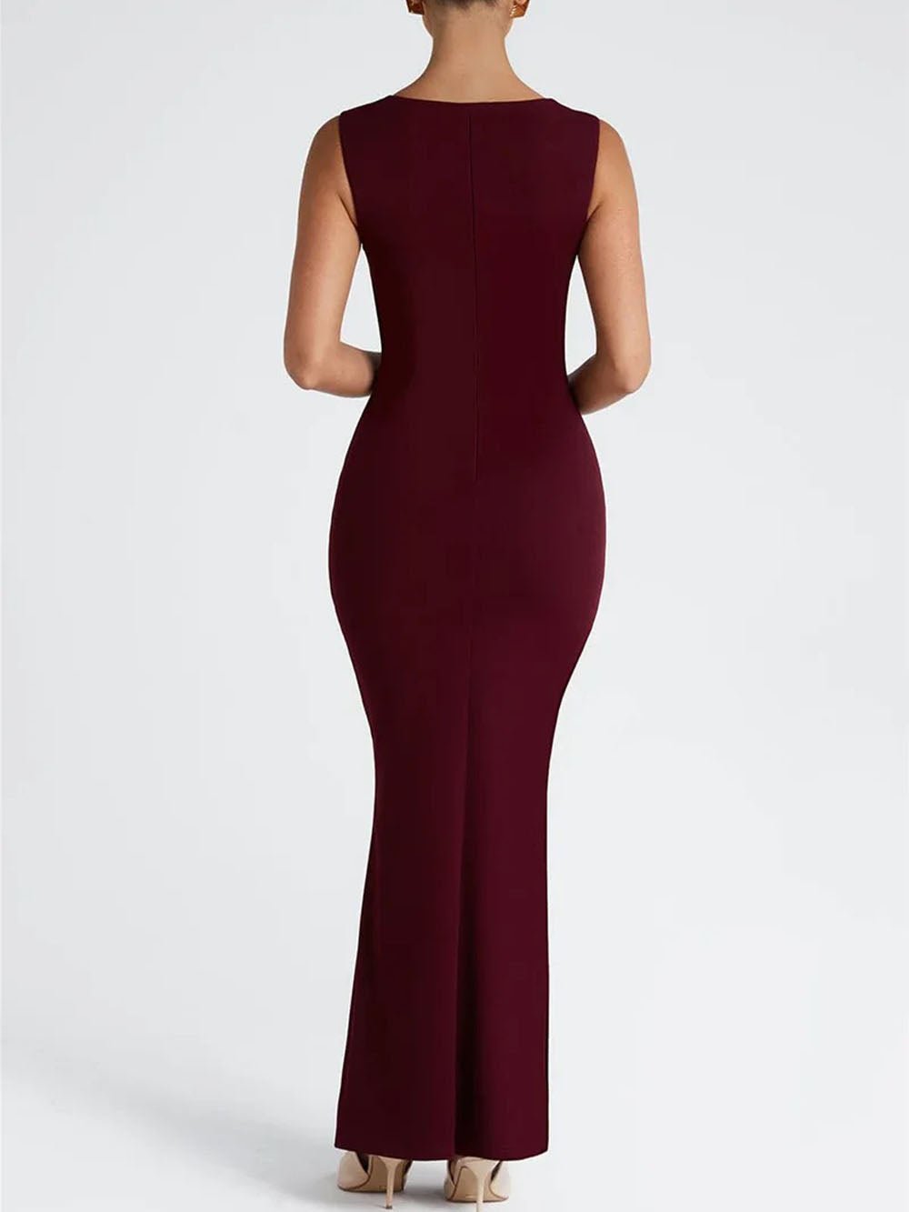 Cowl Neck Wide Strap Sleeveless Bodycon Maxi Dress