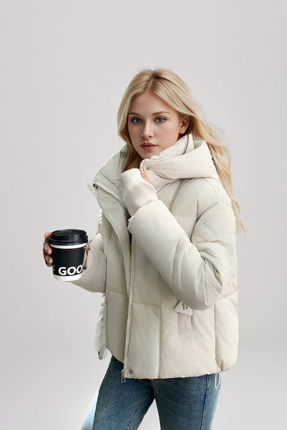 Quilted Down Blend Cropped Coat