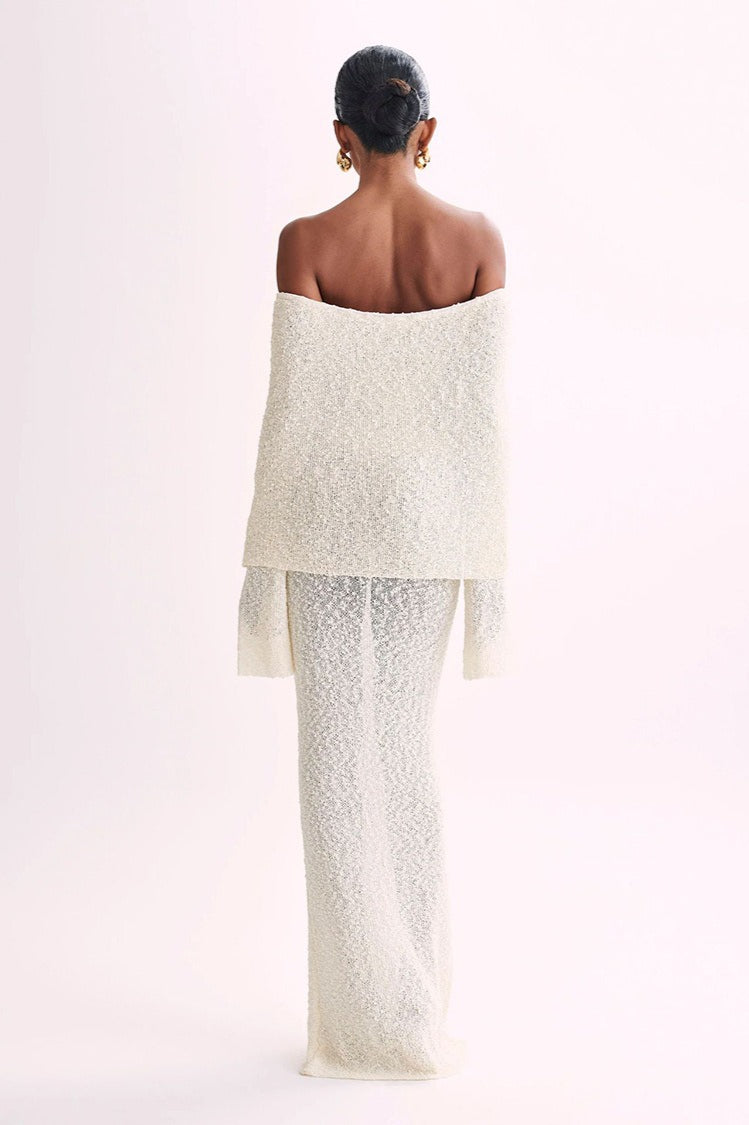 Off Shoulder One Shoulder Knit Sweater Dress