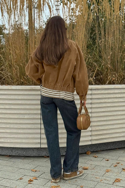 French Suede Notch Collar Trench Coat