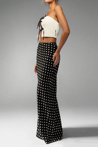 Polka Dot Pencil Slim Maxi Skirt